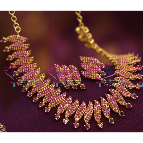 NL4784 Ruby Link Gold Design Fancy Necklace Party Wear Jewellery Set Online