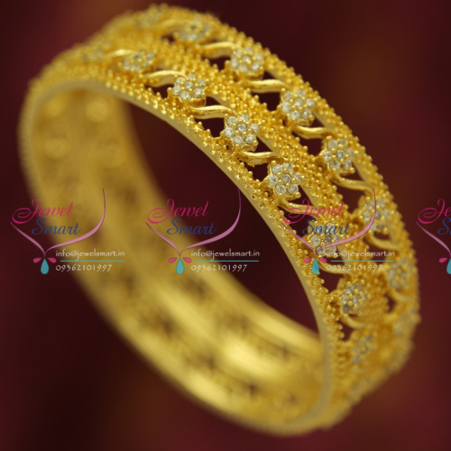 B5328B 2.8 Size Grand Broad Gold Plated White AD Bangles Wedding Dulhan Jewellery Gold Plated Online