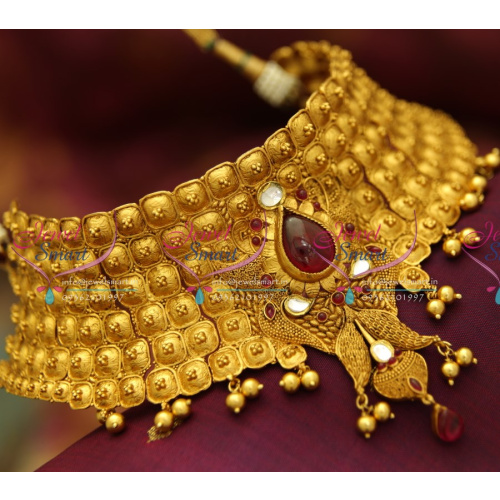 NL4860 One Gram Kemp Jadau Kundan Choker Necklace Grand Real Look Latest Jewellery