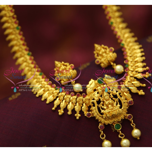 NL4945 Gold Design One Gram Temple Laxmi Pendant Traditional Indian Jewellery Set Online
