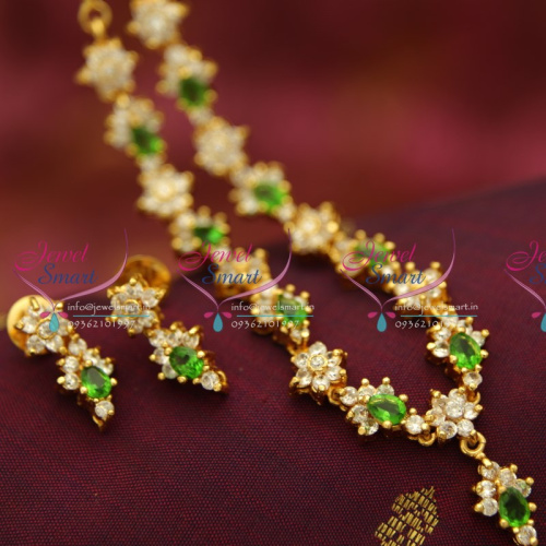 NL4949 AD White Green Necklace Traditional Indian Jaipur Design Jewellery Online