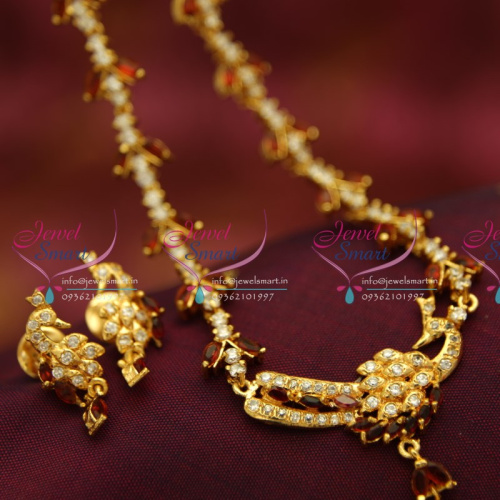 NL4961 AD White Honey Necklace Traditional Indian Jaipur Design Jewellery Online