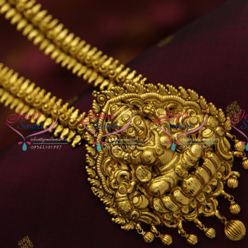 NL4963 Lakshmi God Design Antique Nakshi Nagas Haram South Traditional Temple Jewellery Online