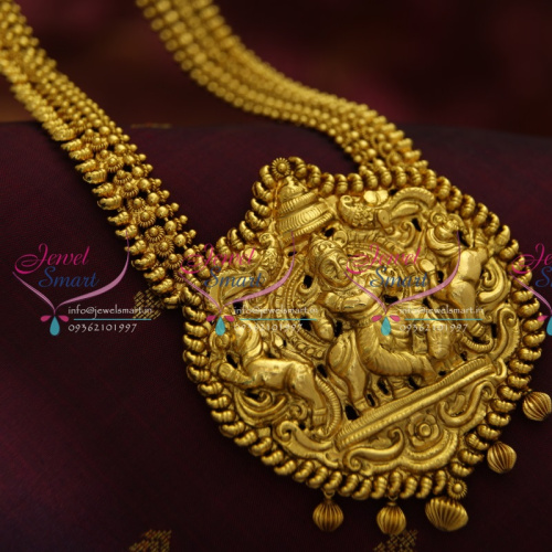NL4987 Lord Krishna Antique Nakshi Nagas Haram South Traditional Temple Jewellery Online