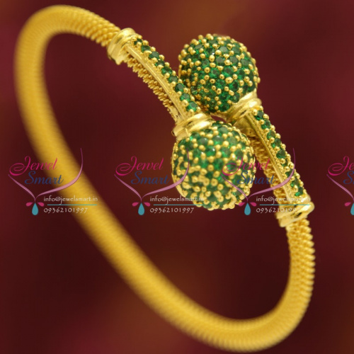 B4997 Emerald Stones Gold Plated Jewellery Fancy Flexible Twist Open Kada Buy Online