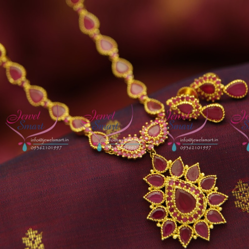 NL5002 Simple Design Ruby Stones Traditional Real Look Necklace Buy Online