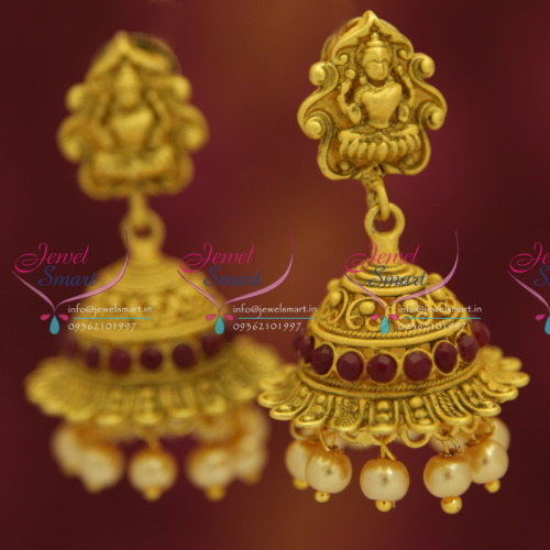 J5020 New Temple Antique Mt Finish Laxmi God Design Jhumka Earrings Buy Online