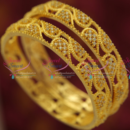 B5037S 2.4 Size American Diamond Sparkling Bangles Gold Finish Jewellery Online