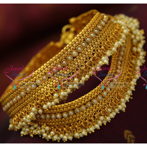 A5044 Antique Pearl Fancy Payal Anklet Leg Chain Fashion Jewellery Online