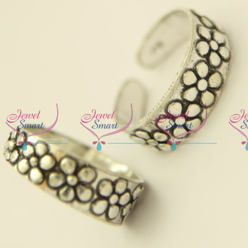 TR5226 Silver 925 Toe Rings Floral Design Comfortable Smooth Finish Buy Online
