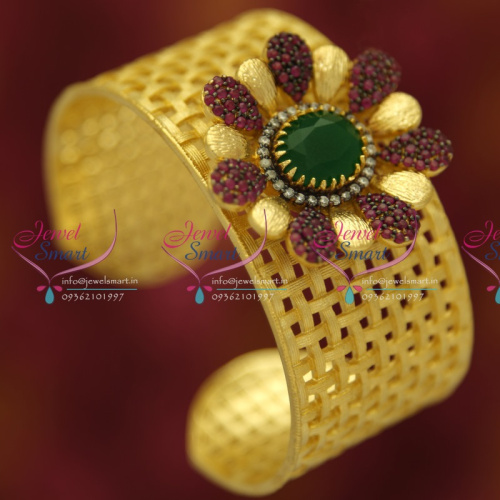 B5029 Broad CZ Gold Design Fancy Open Kada Party Wear Jewellery Buy Online