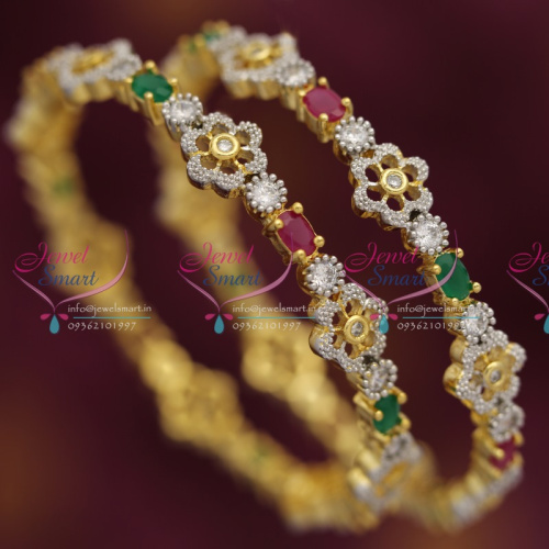 B6733 Ruby Emerald Two Tone Gold Silver Plated Party Wear Bangles Buy Online