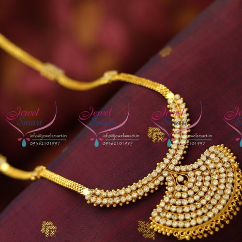 NL5461 AD White Flat Chain Haram Gold Look Traditional Collections Online