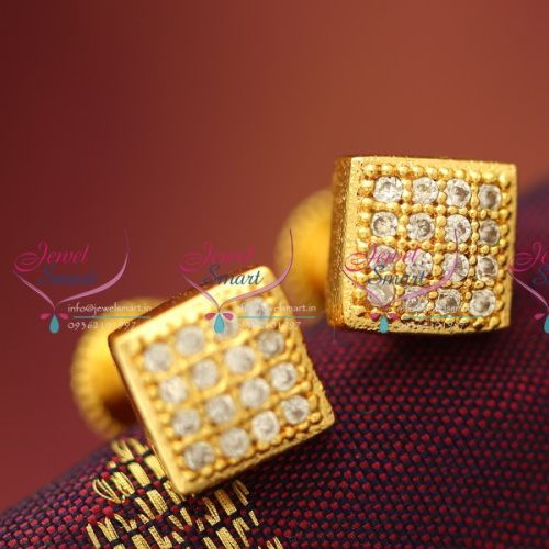 ES5467 Gold Plated Small Screwback American Diamond Earrings Jewellery Online