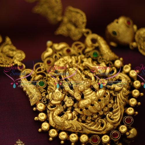 NL5498 Antique Nagas Gajalakshmi Temple Traditional Haram Nakshi Jewellery