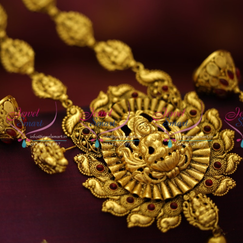 NL5502 Temple Lakshmi God Antique Nagas Traditional Haram Nakshi Jewellery 
