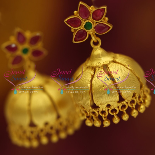 J5519 Gold Plated Ruby Jewellery Jhumka Traditional Gold Design Kemp Online