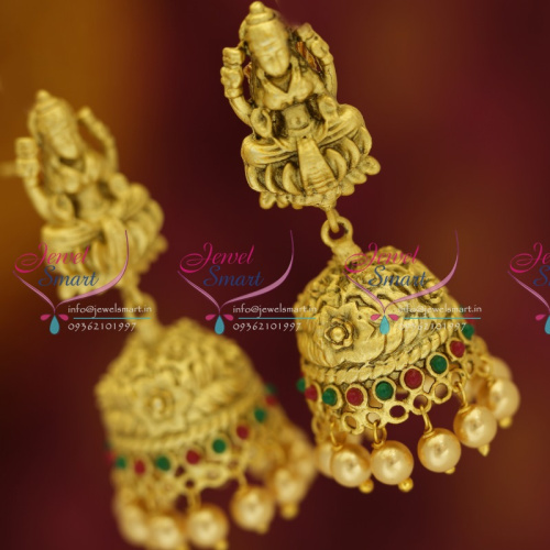 J5531 New Temple Antique Mat Finish Laxmi God Design Jhumka Earrings Buy Online