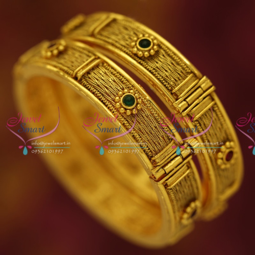B5591S 2.4 Size Antique Gold Plated Open Type Kada Fancy Bangle Fashion Jewellery