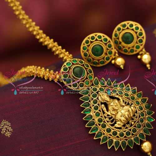 NL5608 Gold Design Chain Temple Laxmi God Locket Jewellery Set Buy Online