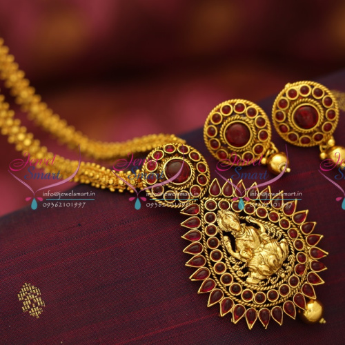 NL5609 Gold Design Chain Temple Laxmi God Locket Jewellery Set Buy Online
