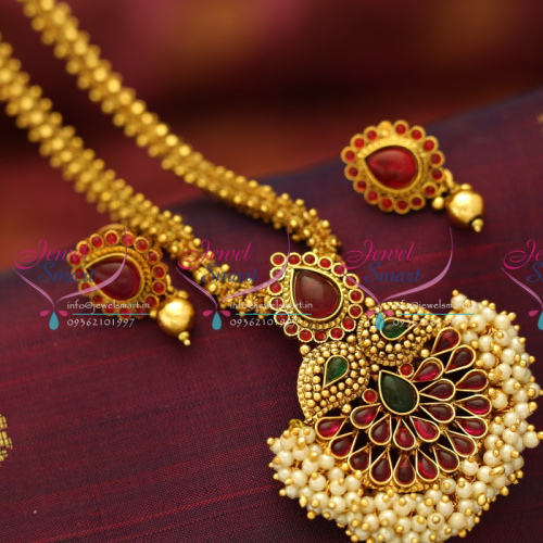 NL5622 Fancy Gold Design Handmade Chain Kemp Locket Set Jhumka Buy Online