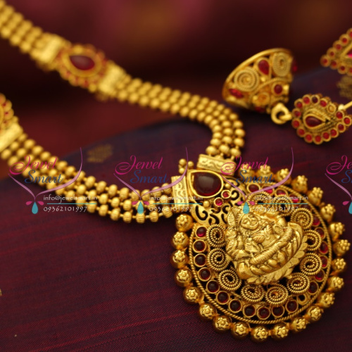 NL5624 South Indian Traditional Beads Haram Temple Laxmi God Pendant Kemp Long Necklace
