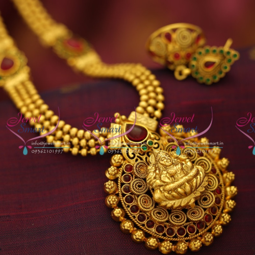 NL5633 South Indian Traditional Beads Haram Temple Laxmi God Pendant Kemp Long Necklace