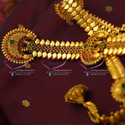 H1289 Kemp Hair Jada Antique Gold Plated Mango Design Indian Traditional Wedding Jewellery