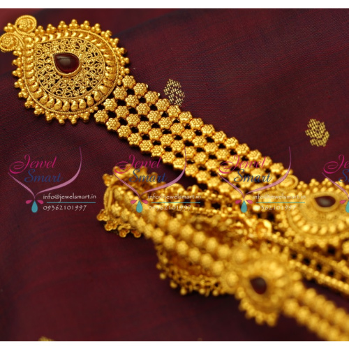 H2926 Kemp Hair Jada Antique Gold Plated Fine Design Indian Traditional Wedding Jewellery