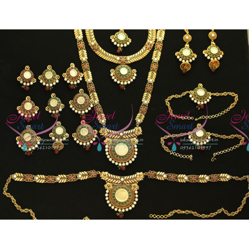 W5651 Bridal Indian Traditional Grand Wedding Jewellery Antique Gold Plated