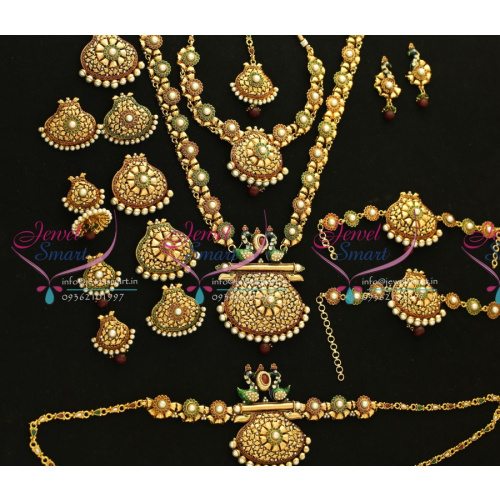 W5664 Bridal Indian Traditional Grand Wedding Jewellery Antique Gold Plated