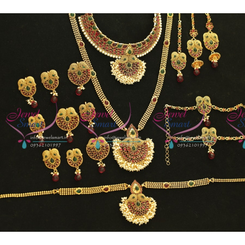 W5667 Bridal Indian Traditional Grand Wedding Jewellery Antique Gold Plated