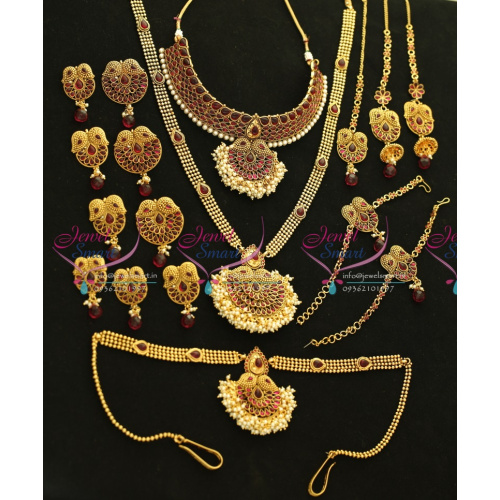 W5669 Bridal Indian Traditional Grand Wedding Jewellery Antique Gold Plated