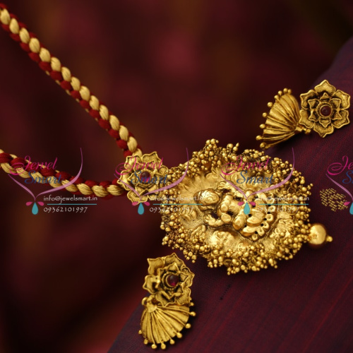 PS5698 Antique Gold Plated Nagas Nakshi Temple God Jewellery Pendant Set Online