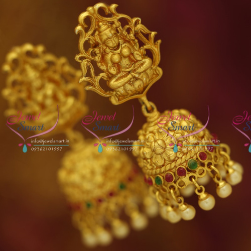 J5767 New Temple Antique Mat Finish Laxmi God Design Jhumka Earrings Buy Online