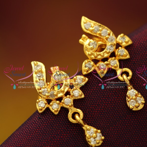 ES5802 Gold Plated Small Peacock AD White Screwback Earrings Jewellery Buy Online