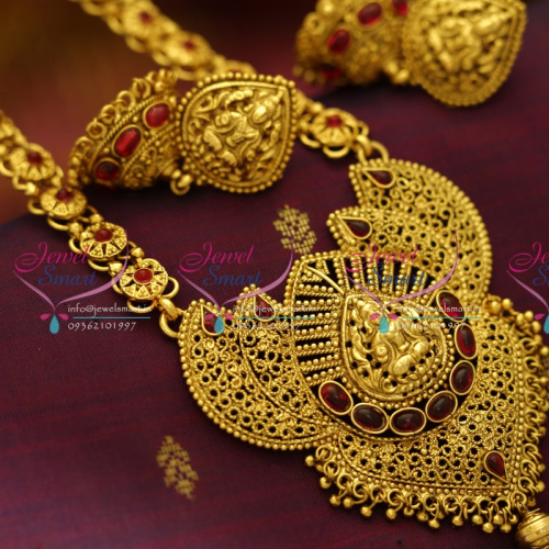 NL5825 Antique Nagas Haram Temple Lakshmi Traditional Floral Nakshi Jewellery
