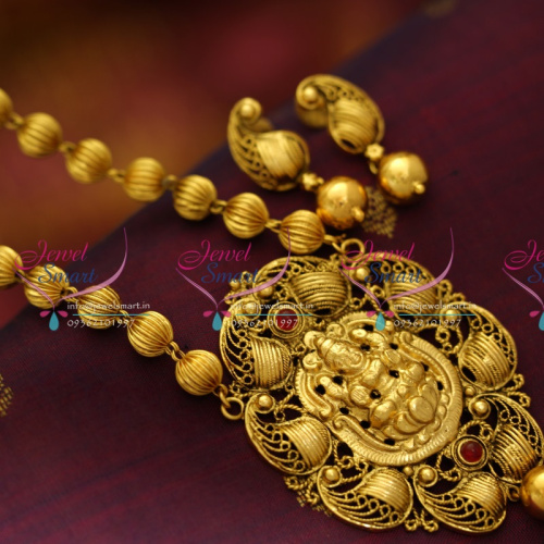 NL5827 Antique Nagas Gundla Mala Temple Lakshmi Haram Beads Nakshi Jewellery