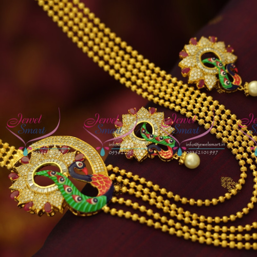 NL5851 Multi Strand CZ Colour Painting Stylish Side Pendant Gold Plated Jewellery Online