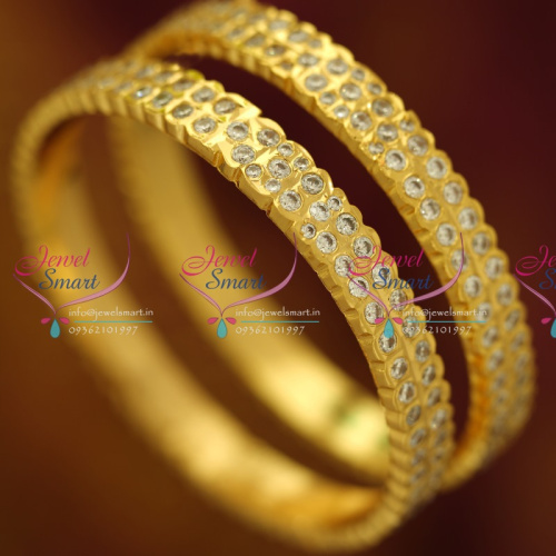 B5980S 2.4 Size South Indian Traditional Gold Design Jewellery Thick AD Stone Handwork Bangles