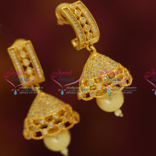 J6004 Gold Plated CZ Stylish Jhumka Pearl Drops Fashion Earrings Buy Online