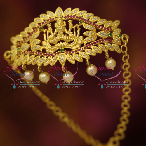 AR6147 Ruby Emerald Temple CZ South Traditional Hand Jewellery Chain Vanki Collections Online