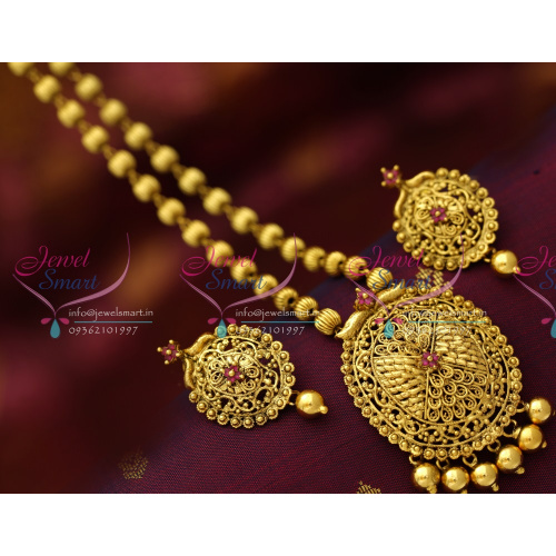 NL6151 Antique Gold Plated Beaded Haram Latest Handmade Jewellery Collections
