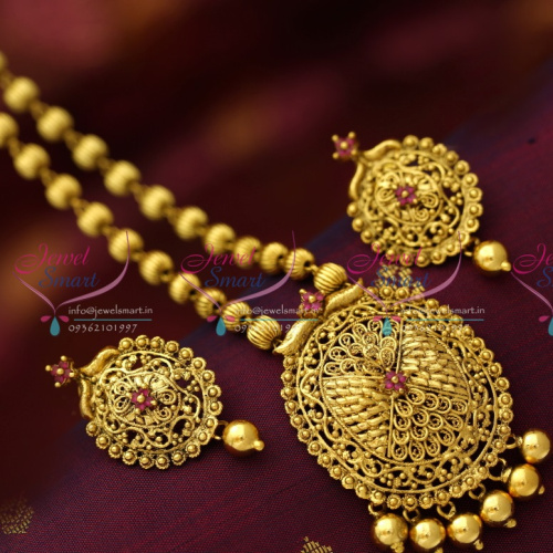 NL6151 Antique Gold Plated Beaded Haram Latest Handmade Jewellery Collections