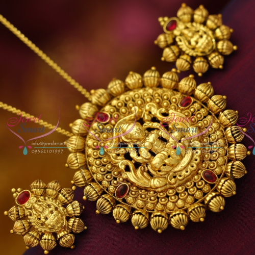 PS6162 Antique Nagas Laxmi Pendant Sets South Indian Temple Jewellery Online