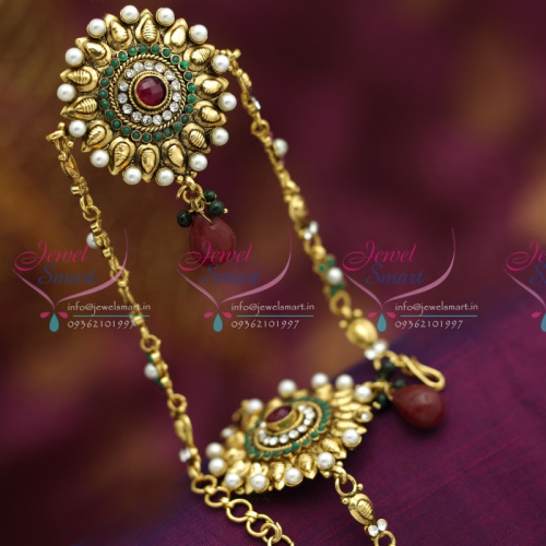 V6193 Antique Gold Plated Handmade Low Price Vanki Baju Band Artificial Jewellery Online