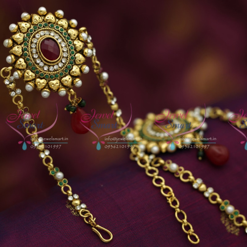V6198 Antique Gold Plated Handmade Low Price Vanki Baju Band Artificial Jewellery Online