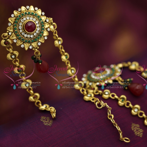 V6199 Antique Gold Plated Handmade Low Price Vanki Baju Band Artificial Jewellery Online