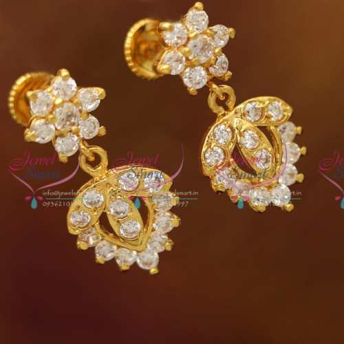 ES6278 Gold Plated AD White Stones Screwback South Indian Earrings Buy Online